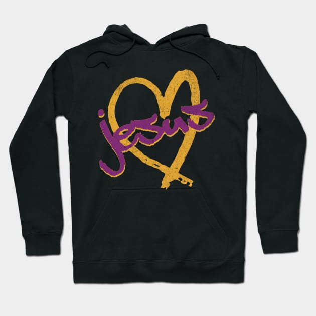 I Love Jesus Vintage 80's & 90's Purple and Yellow Hoodie by Family journey with God